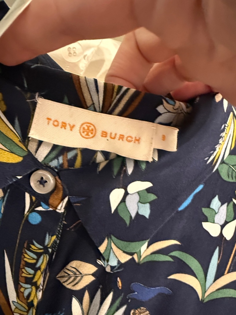 Tory Burch Ryan Fit and Flare Crepe Silk Dress Royal Navy Envisage Size 8 - Picture 5 of 7